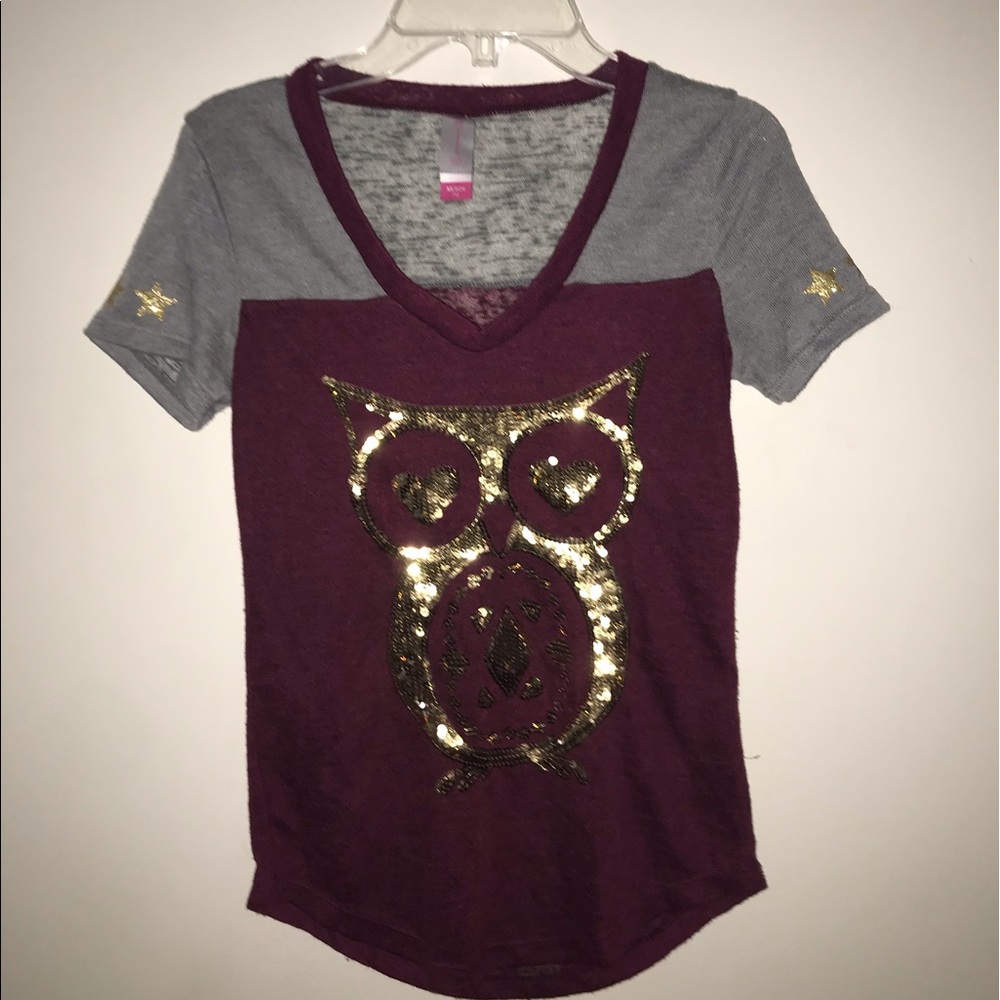 Burgundy, Gray, and Gold Top